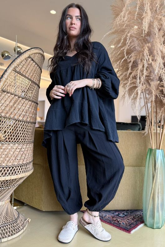 Suri Cushion Cotton Artist Smock Black /20=